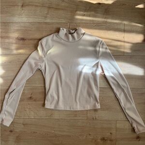 Beige Mockneck Top